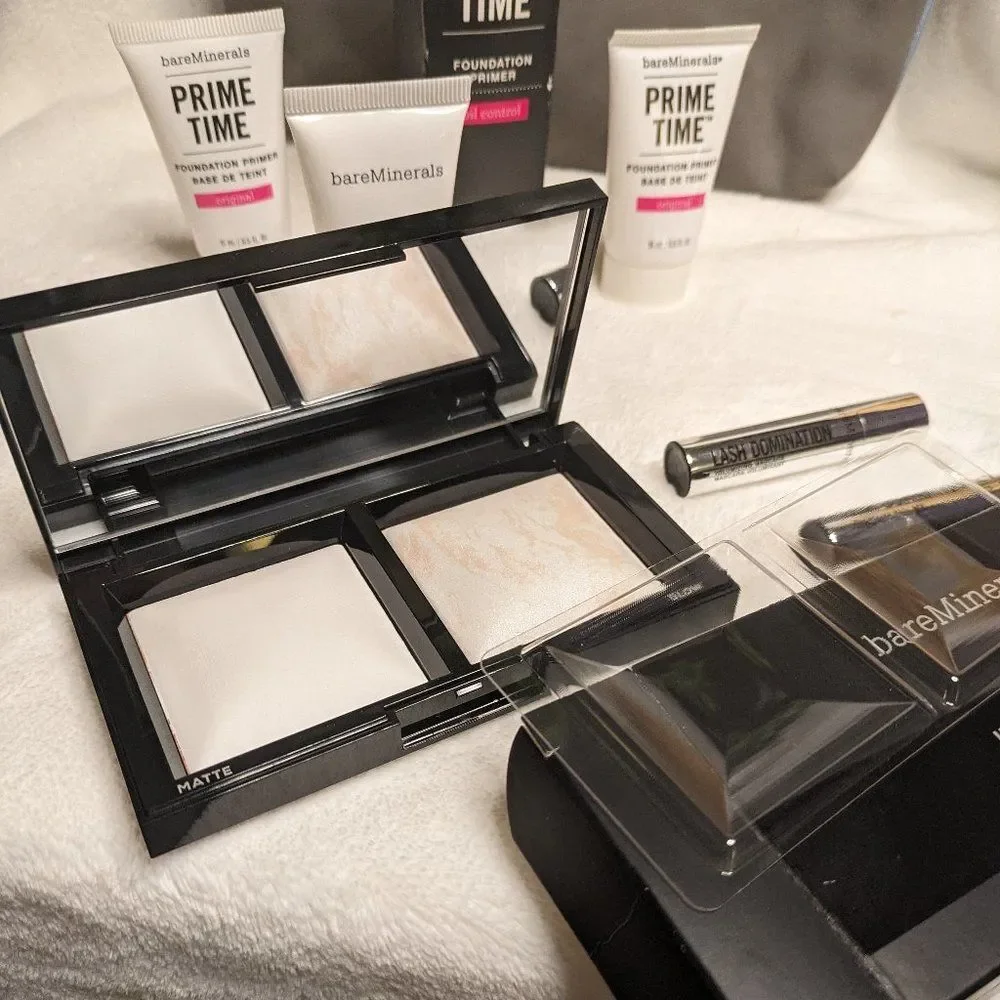 bareMinerals Bundle Prime Time, Lash Domination, BareSkin, Invisible Light NEW